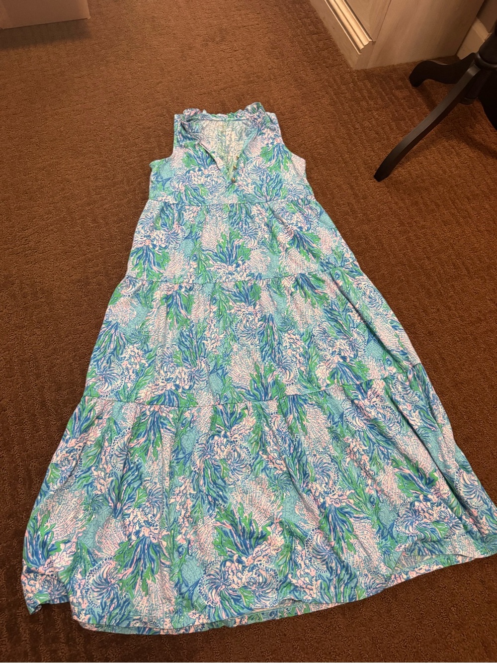 Lilly Pulitzer Girls Mini Malone Maxi Las Olas Aqua Strong Current Sea sz large